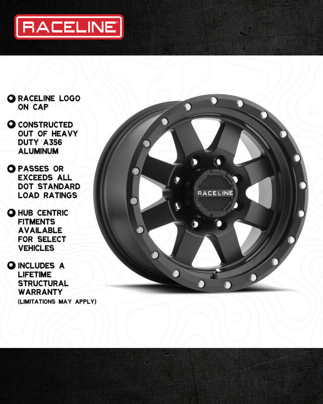 Raceline 935 Defender Satin Black | 17x9" -12mm | 5x127mm Wheel