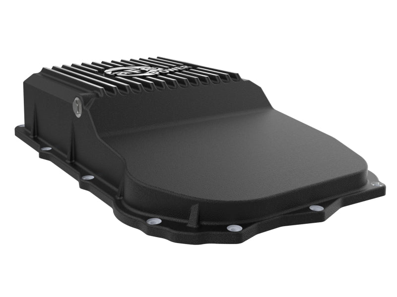 aFe 18-25 Jeep Wrangler JL V6 Transmission Pan - Black w/ Machined Fins