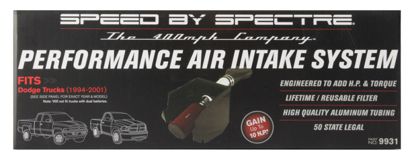Spectre Air Intake Kit | Dodge RAM 1500/2500 V8-5.2/5.9L F/I Polished w/ Red Filter (9931)