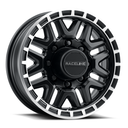 (set of 4) Raceline 953 Krank Black & Machined | 15x6" +0mm | 6x139.7mm Wheel