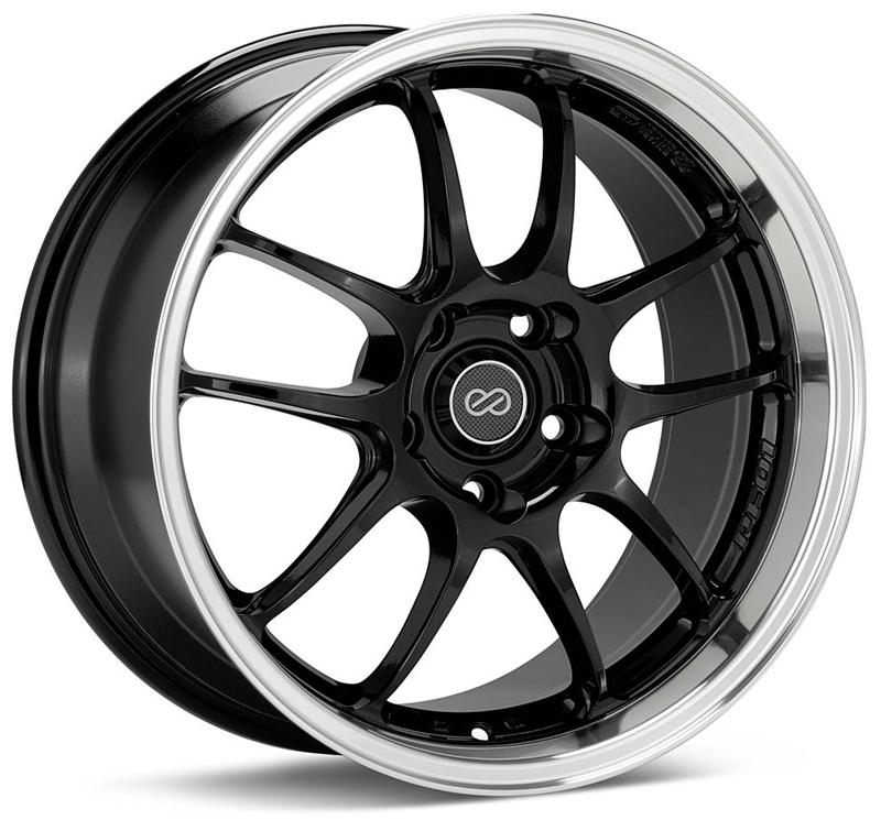 Enkei PF01SS Gloss Black w/ Machined Lip | 17x8" +50mm | 5x114.3mm Wheel