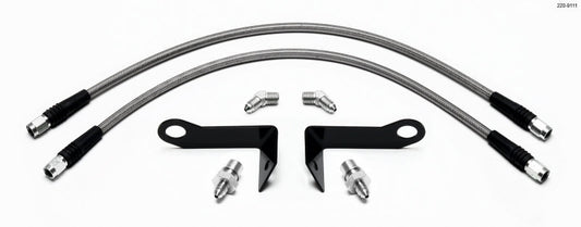 Wilwood 18" Flexline Kit -03 AN Straight to -03 AN Straight Ends - 1/8-27 NPT 45 Degree / -3 to M10 x 1 BF Fittings - 2005 Mustang Front