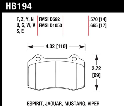 Hawk HT-14 Brake Pads | 2010 Chevrolet Camaro SS (HB453V.585)