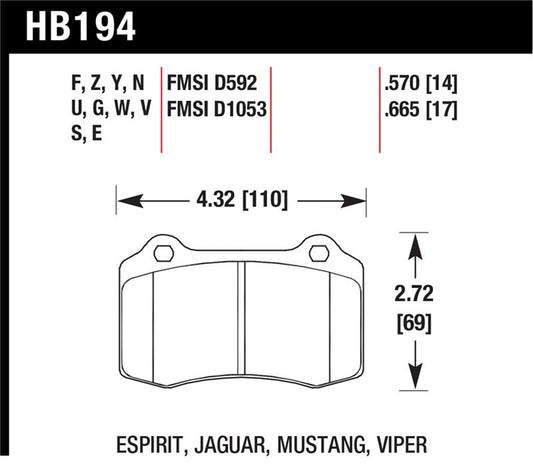 Hawk HT-14 Brake Pads | 2010 Chevrolet Camaro SS (HB453V.585)