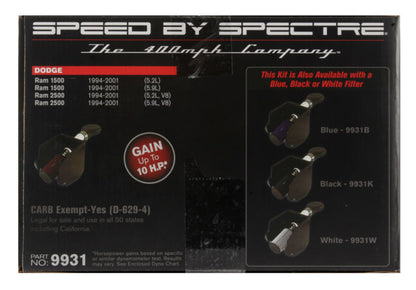 Spectre Air Intake Kit | Dodge RAM 1500/2500 V8-5.2/5.9L F/I Polished w/ Red Filter (9931)