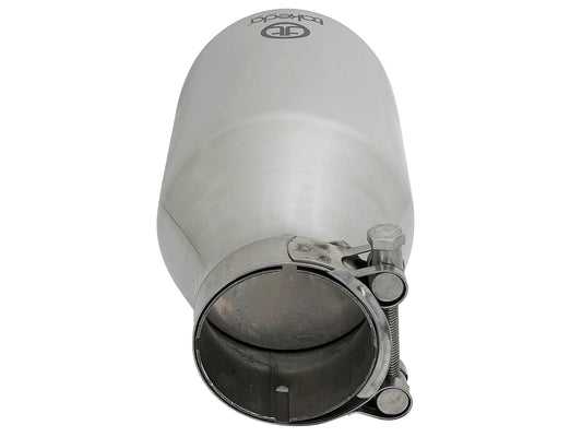 aFe Takeda 304 Stainless Steel Clamp-On Exhaust Tip 2.5in. Inlet / 4.5in. Outlet / 9in. L - Polished