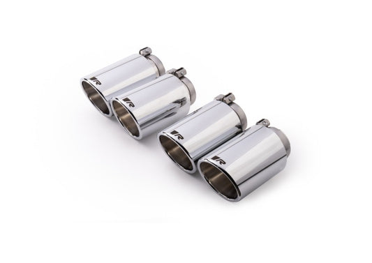 Remus SS 102mm Angled Rolled Edge Chrome Tail Pipe Set (Quad Tips) | (0046 70SR)