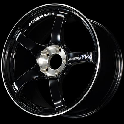 (set of 4) Advan TC-4 SE Racing Gloss Black/Diamond Cut | 17x8" +45mm | 5x114.3mm Wheels