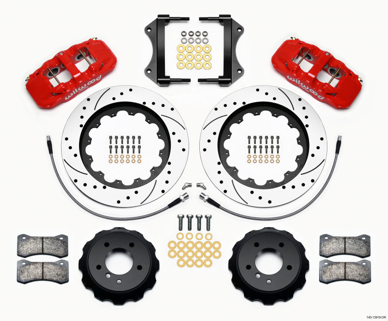 Wilwood AERO6 15.00" Drilled Front Hat Kit | BMW E90 Series (07-11) w/ Lines (140-13919-DR)