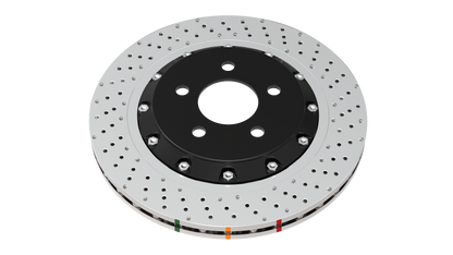 DBA 5000 Series 2-Piece Drilled Front Rotor w/ Black Hat | Subaru WRX STI (18-21) (DBA53050BLKXD-10)
