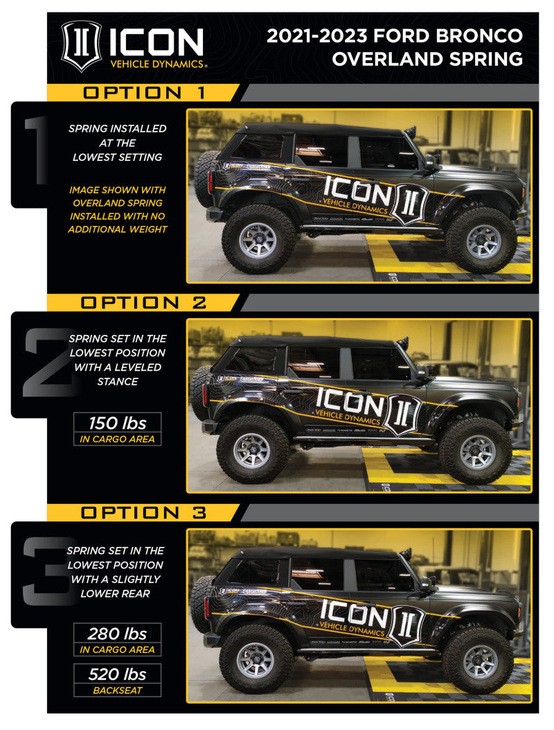 ICON 48613 for 21-25 Ford Bronco Rear 2.5 VS IR Coilover Kit Heavy Rate Spring