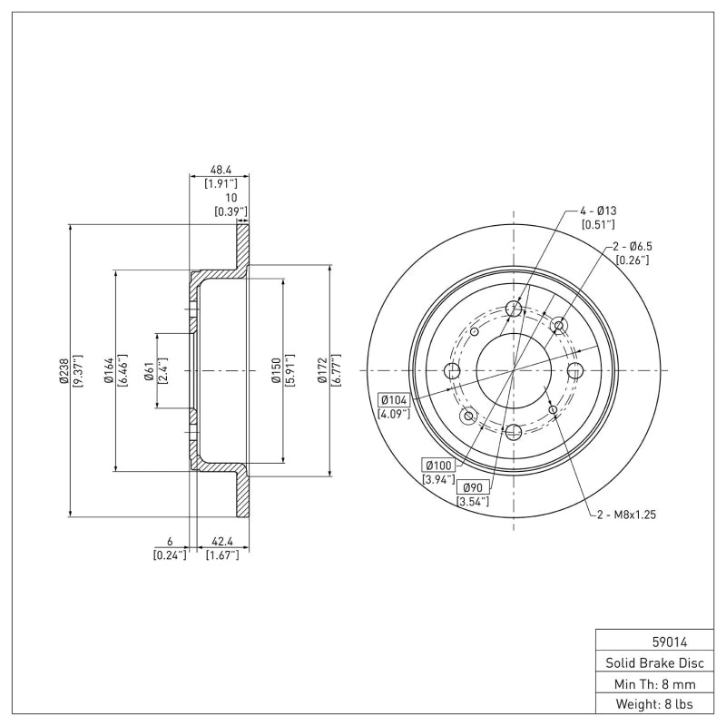 DFC 90-01 Integra Rear Brake Rotor | Honda Civic/Accord/Prelude (83-93, 94-01) (600-59014)