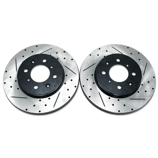 BLOX Racing Front Slotted & Cross-Drilled Rotors - 262mm | Multiple Honda Fitments (BXBS-10200)
