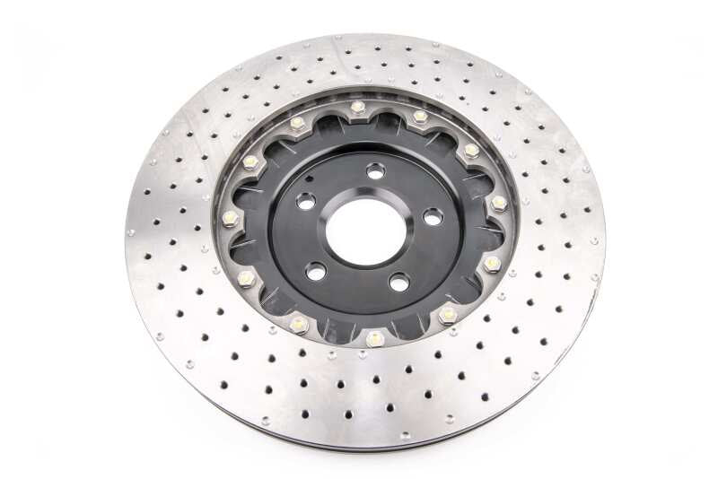 DBA 5000 Series 2-Piece Drilled Front Rotor w/ Black Hat | Ford Focus RS (16-18) (DBA52968BLKXD)