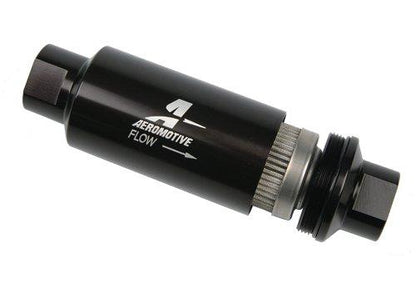 Aeromotive In-Line Fuel Filter 40-M Stainless Mesh Element ORB-10 Port (Bright-Dip Black) 2in. OD