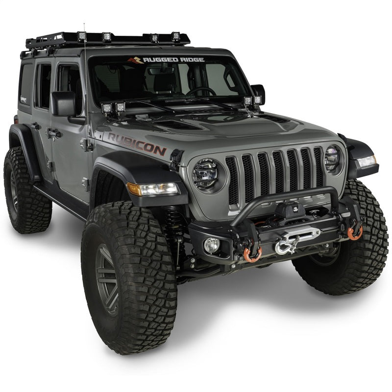 Rugged Ridge 11549.05 Arcus Front Bumper w/ Overrider for 2018‑26 Jeep JL/JT
