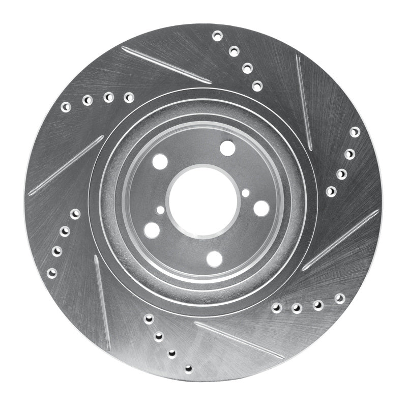 R1 04-25 Scion FR-S Front L Drilled & Slotted Silver Brake Rotor (631-13034L)