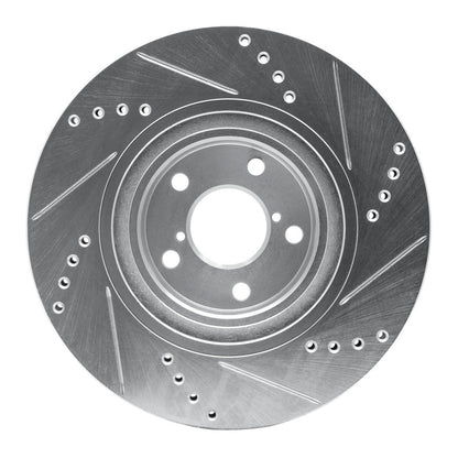 R1 04-25 Scion FR-S Front L Drilled & Slotted Silver Brake Rotor (631-13034L)
