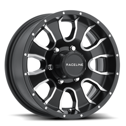 (set of 4) Raceline 860 Mamba Black & Machined | 15x5 -0.125 | 5x114.3mm Wheel