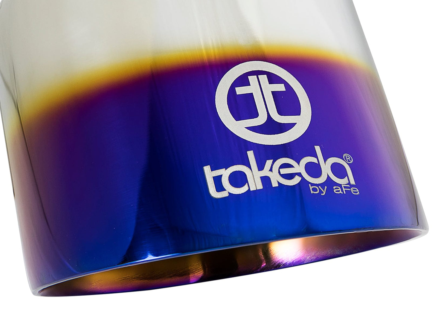 aFe Takeda 304 Stainless Steel Clamp-On Exhaust Tip 2.5in. Inlet / 4.5in. Outlet - Blue Flame