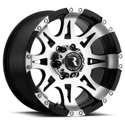 (set of 4) Raceline 982 Raptor Black & Machined | 18x9" -6mm | 6x139.7mm Wheel
