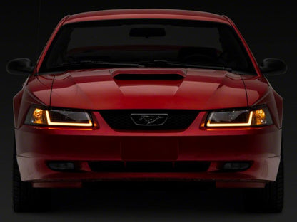 Raxiom 99-04 Ford Mustang Axial Headlights w/ Seq LED Bar Blk (422713)