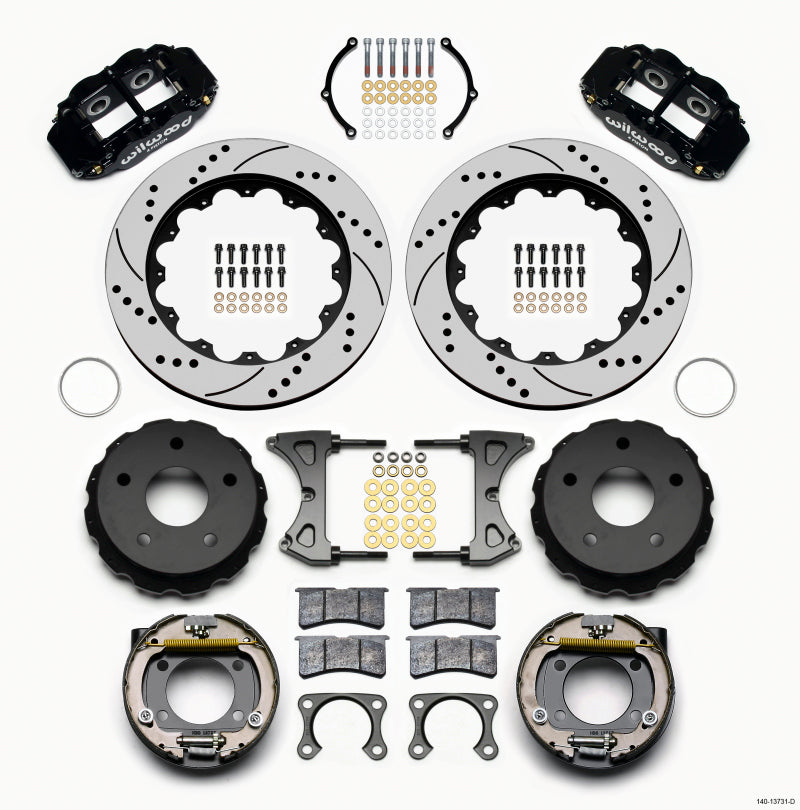 Wilwood 140-13731-D for Narrow Superlite 4R Rear P-Brk Kit 14.00in Drilled Big