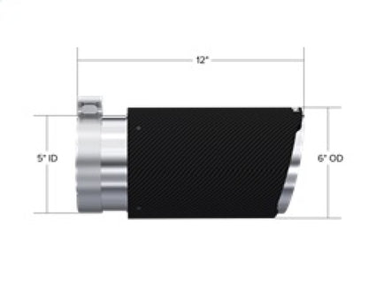 MBRP Universal Carbon Fiber Tip 6in OD/5in Inlet/12in L - Angle Cut Tip