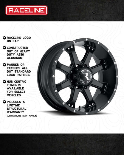 Raceline 991 Assault Satin Black | 20x9" +18mm | 5x127mm Wheel