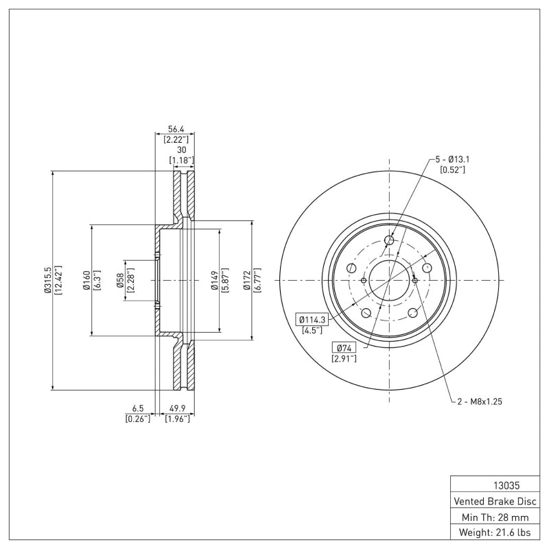 DFC 06-21 Subaru B9 Tribeca Front Rotor | Subaru Tribeca/B9 (600-13035)
