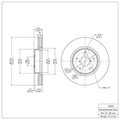 DFC 06-21 Subaru B9 Tribeca Front Rotor | Subaru Tribeca/B9 (600-13035)