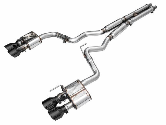 AWE Tuning AWE SwitchPath Exhaust for S650 Mustang GT Coupe - Quad Diamond Black Tips - 3025-43650