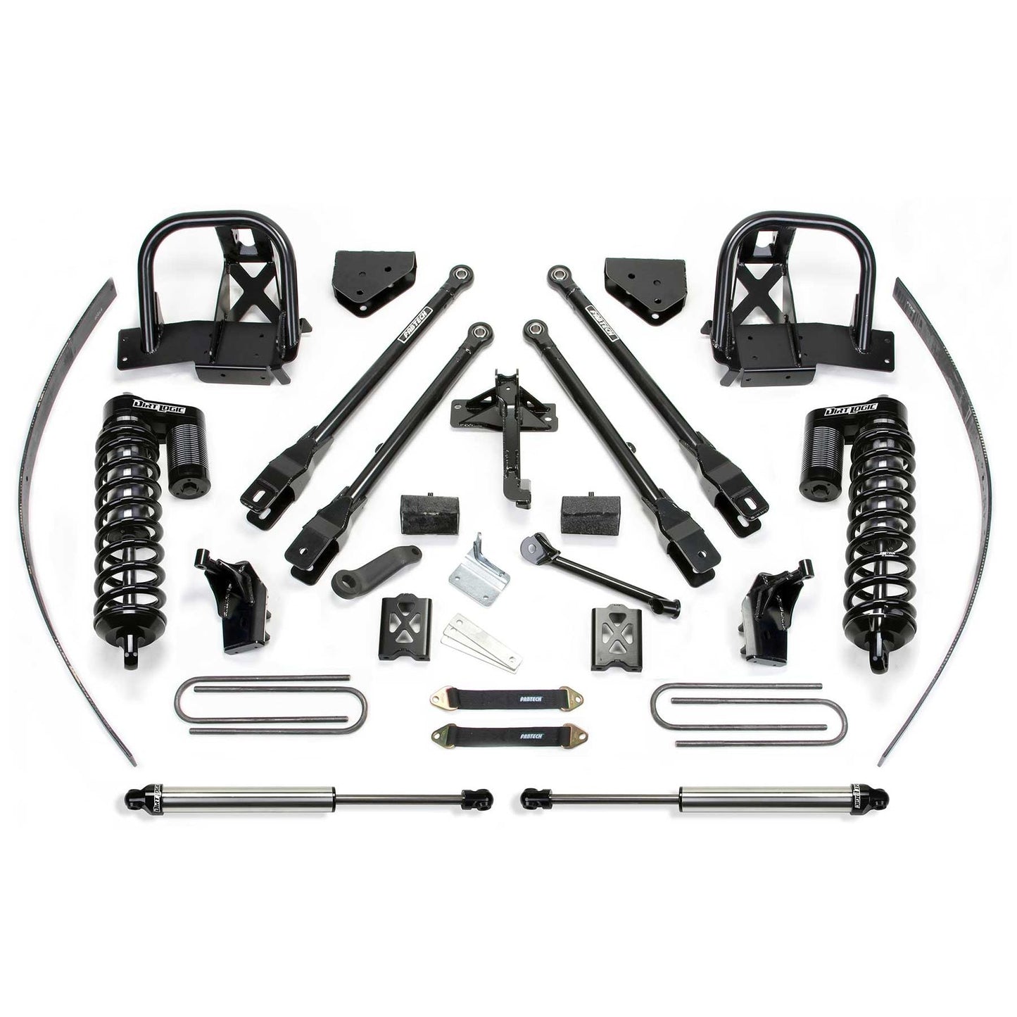 Fabtech 8in 4-Link System w/ DLSS 4.0 Front & Rear Coilover & Rear DLSS | Ford F250 4WD (11-16) w/ Factory Overload (K2142DL)