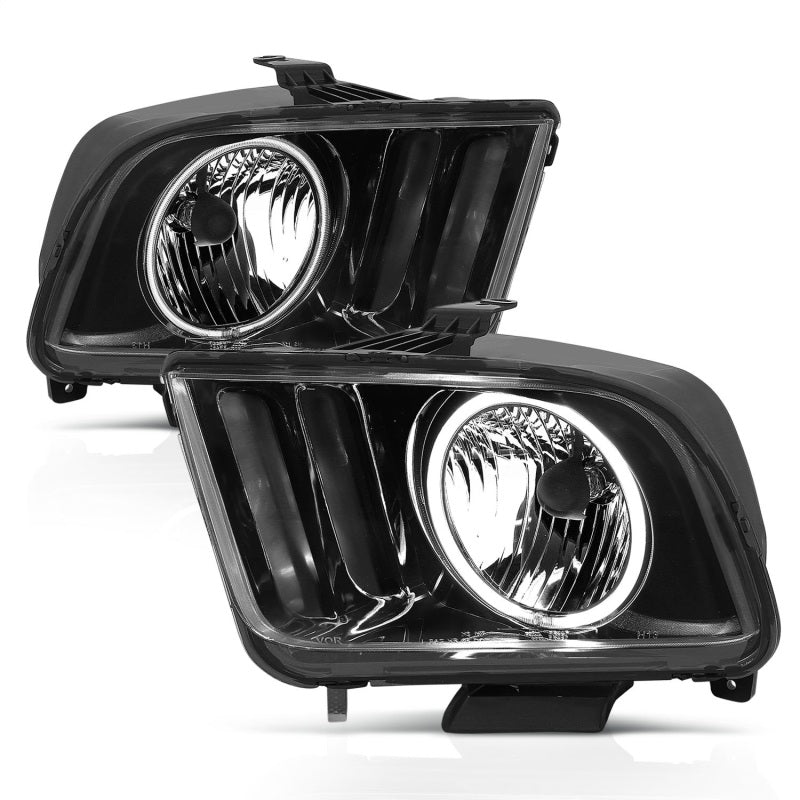 ANZO 05-09 Ford Mustang Crystal Headlights w/Halo Black CCFL Pair | Mustang (121033)