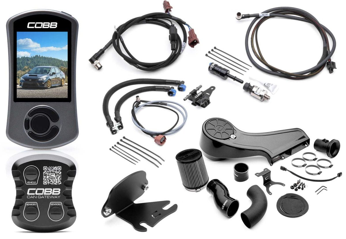 COBB Stage 1+ CAN Flex Fuel Power Package w/ Redline Intake | Subaru WRX 6MT (18-21) (SUB0040W1P-2FF-RED)