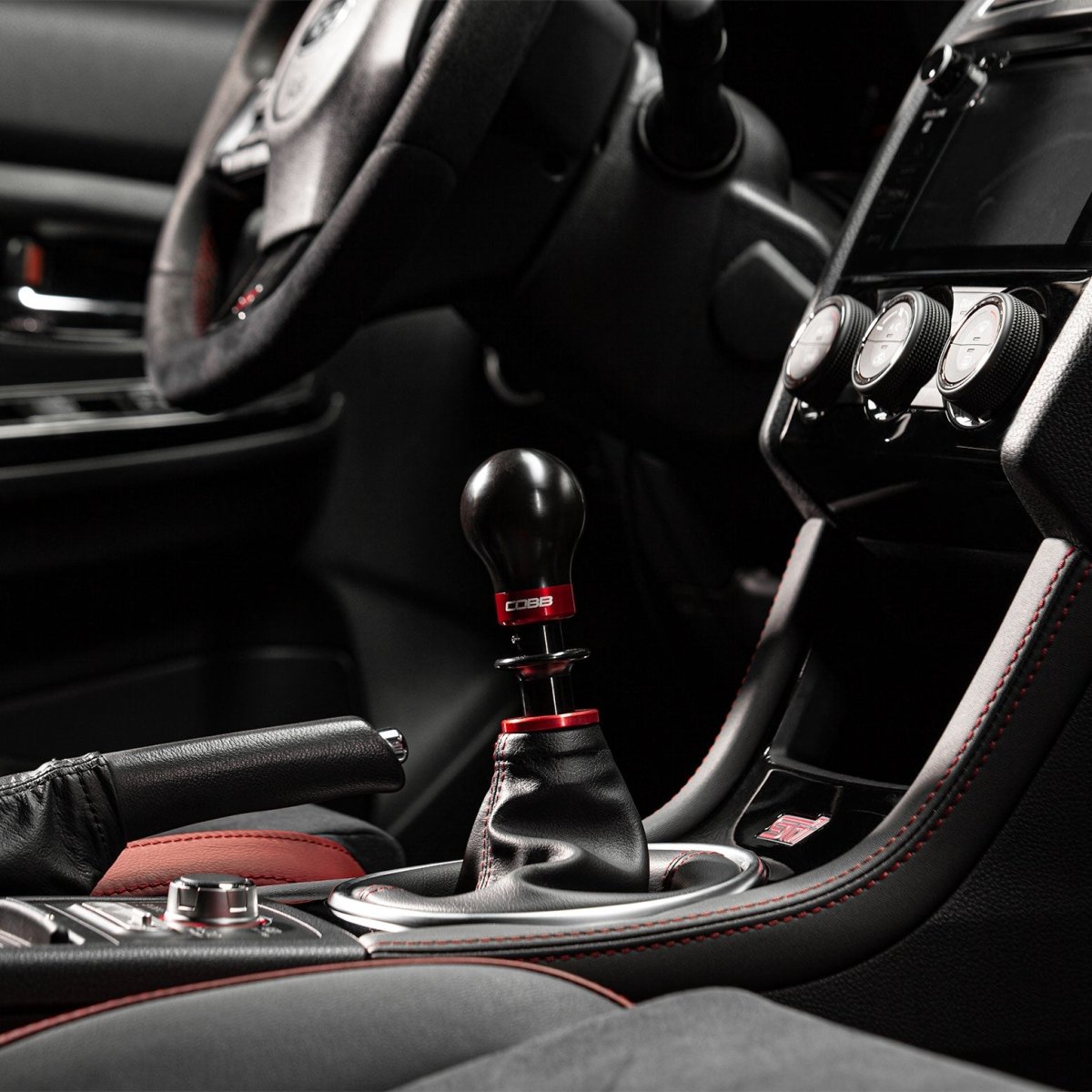 COBB Weighted Round Delrin Shift Knob Black w/ Interchangeable Base | Subaru BRZ/FRS/GT86/GR86 (213360-BK)