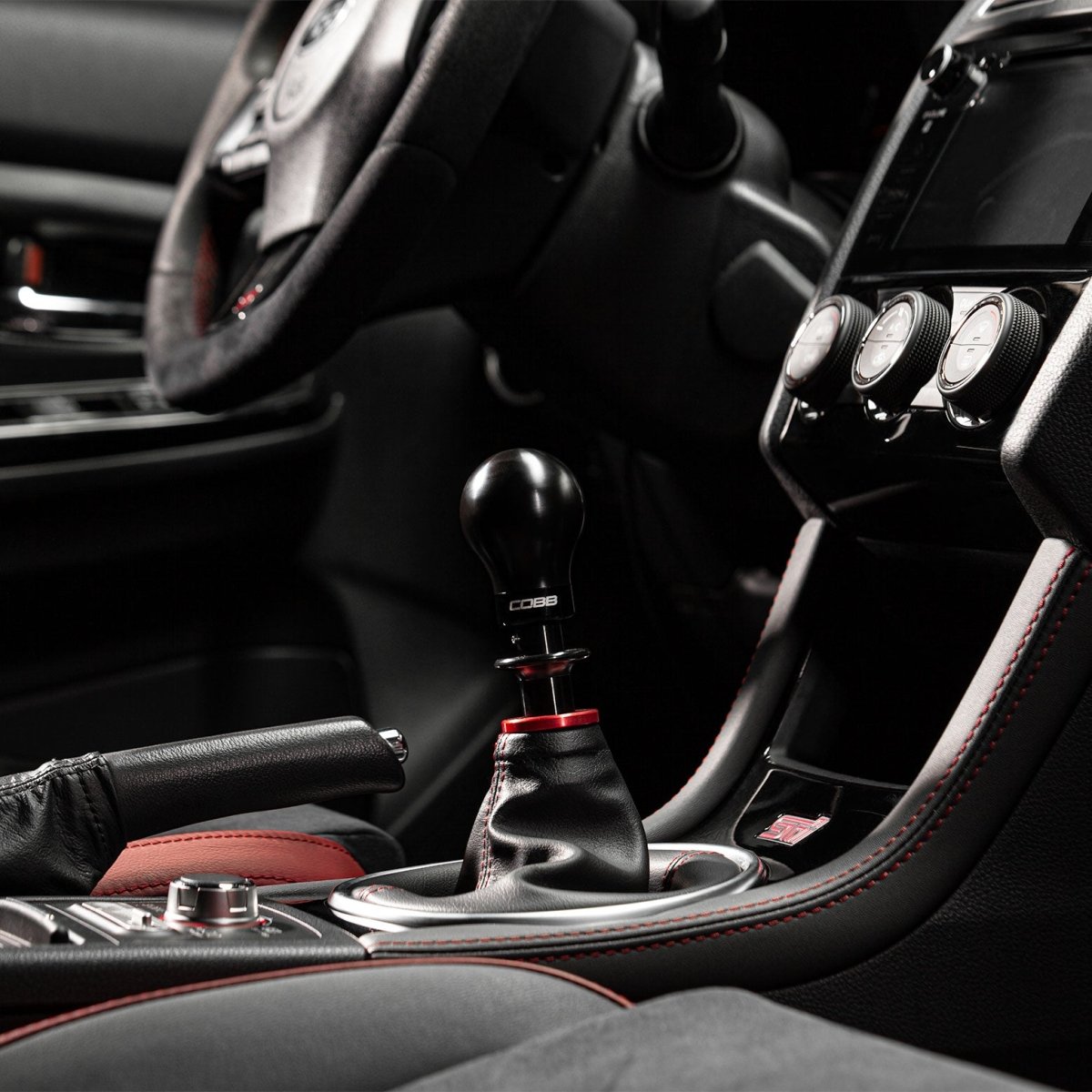 COBB Weighted Round Delrin Shift Knob Black w/ Interchangeable Base | Subaru BRZ/FRS/GT86/GR86 (213360-BK)