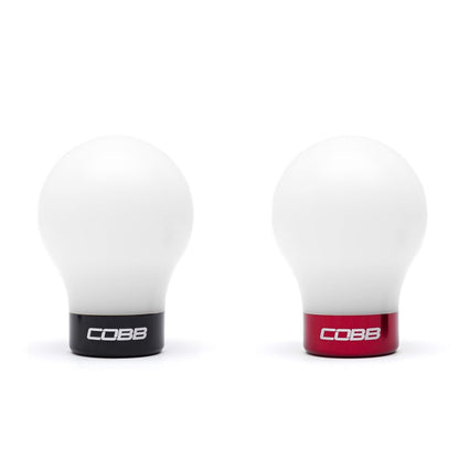 COBB Weighted Round Delrin Shift Knob White w/ Interchangeable Base | 6-Speed Subaru (213360-W)