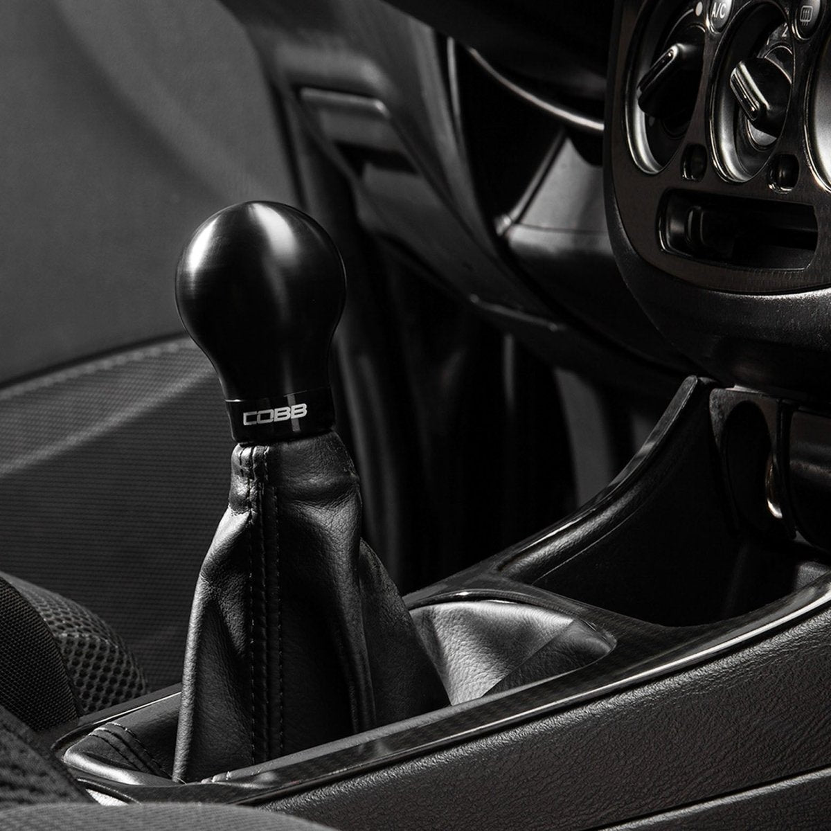 COBB Weighted Round Shift Knob Black w/ Interchangeable Base | 5-Speed Subaru (211360-BK)