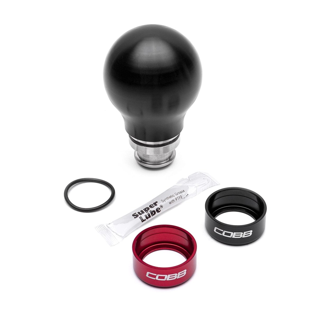 COBB Weighted Round Shift Knob Black w/ Interchangeable Base | 5-Speed Subaru (211360-BK)