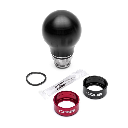 COBB Weighted Round Shift Knob Black w/ Interchangeable Base | 5-Speed Subaru (211360-BK)