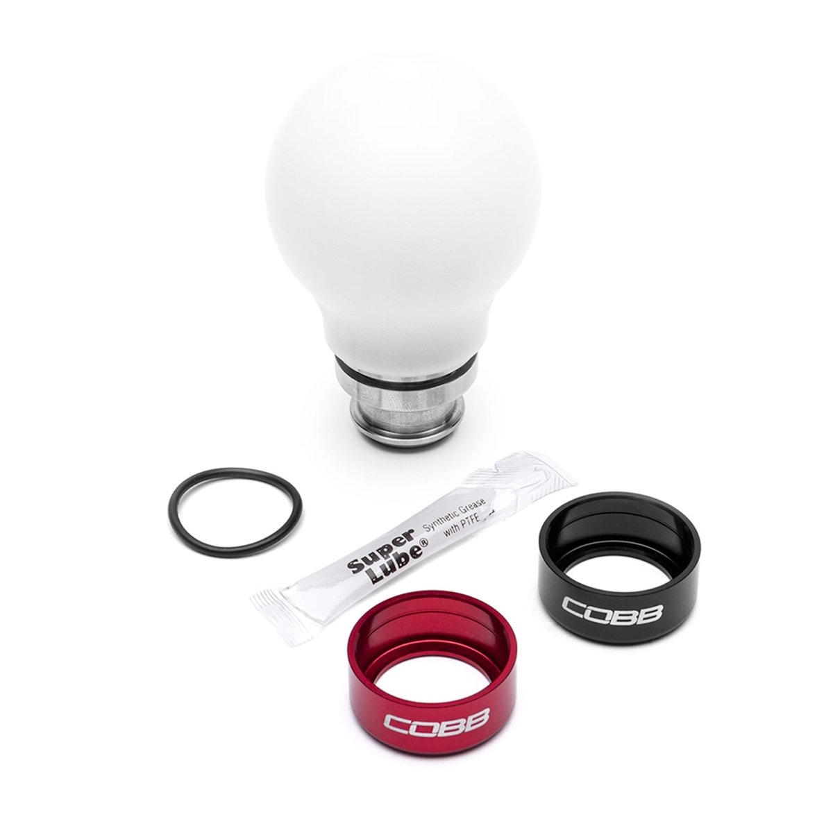 COBB Weighted Round Shift Knob White w/ Interchangeable Base | 5-Speed Subaru (211360-W)