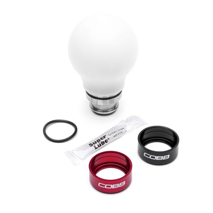 COBB Weighted Round Shift Knob White w/ Interchangeable Base | 5-Speed Subaru (211360-W)