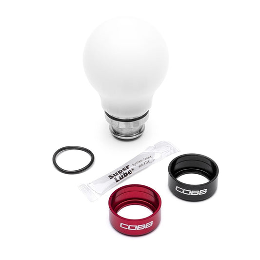 COBB Weighted Round Shift Knob White w/ Interchangeable Base | 5-Speed Subaru (211360-W)