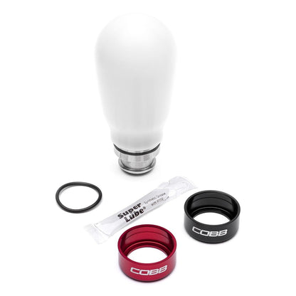 COBB Tall Weighted SS Shift Knob White w/ Interchangeable Base | Subaru 5-Speed (211370-W)