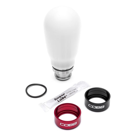 COBB Tall Weighted SS Shift Knob White w/ Interchangeable Base | Subaru 5-Speed (211370-W)