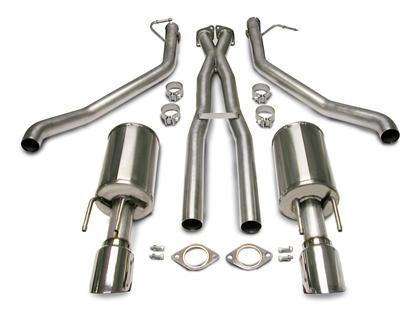 2005-2006 Pontiac GTO 2.5" Cat-Back + X-Pipe, Dual Rear Exit with Single 4.0" Polished Pro-Series Tips by Corsa (14189)