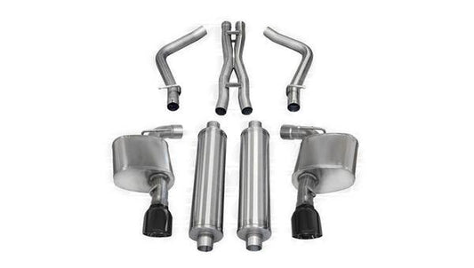 2012-2014 Chrysler 300 SRT/SRT8 / Dodge Charger SRT/SRT8 6.4L 2.75" Cat-Back, Dual Rear Exit with Single 4.5" Black Pro-Series Tips by Corsa (14463BLK)