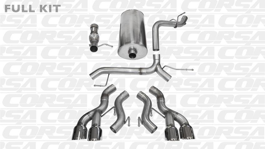 2012-2014 Cadillac Escalade 3.0" Cat-Back, Dual Rear Exit with Twin 4.5" Polished Pro-Series Tips by Corsa (14886)