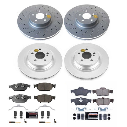 PowerStop Front and Rear Z23 Coated Brake Kit | Mercedes-Benz E550 (12-14) (CRK6833)